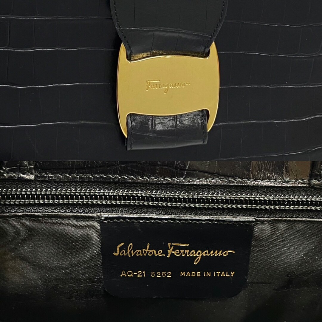 極美品❤️Ferragamo ボストンバッグ ショルダー 肩掛け ハンド 通勤 黒