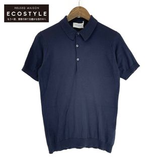 ジョンスメドレー(JOHN SMEDLEY)のジョンスメドレー ネイビー シーアイランドコットン 30G KIERAN ニットポロシャツ S(その他)