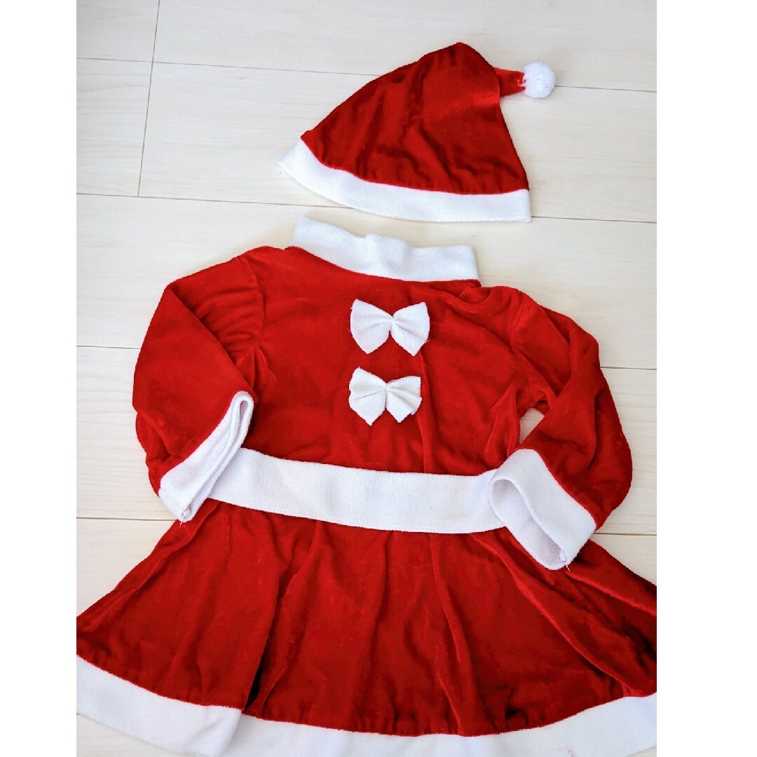 【帽子付き♪】クリスマスコスプレ子供キッズ90　衣装　女の子コスチュ キッズ/ベビー/マタニティのキッズ服女の子用(90cm~)(ワンピース)の商品写真