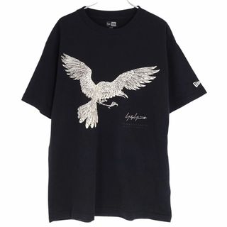 美品 ヨウジヤマモト Yohji Yamamoto POUR HOMME NEW ERA Tシャツ カットソー 半袖 ショートスリーブ プリント  トップス メンズ HG-T94-995 L ブラック