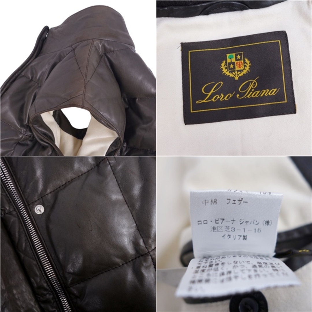 ロロピアーナ Loro Piana ベスト ジレ ダウンベスト ノースリーブ ラムレザー アウター レディース 44(M相当) ブラウン レディースのジャケット/アウター(ダウンベスト)の商品写真