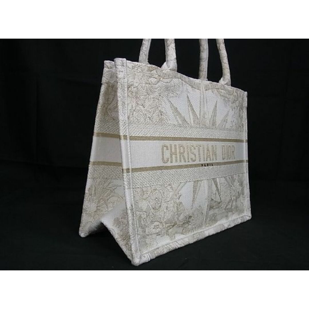 ■極美品■ ChristianDior クリスチャンディオール ブックトート ミディアム キャンバス トートバッグ ショルダー ホワイト系 BF3133