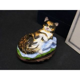 ■希少■極美品■ HALCYON DAYS ハルシオンデイズ エナメルボックス キャット 猫 マルチケース 小物入れ マルチカラー AR5725(小物入れ)