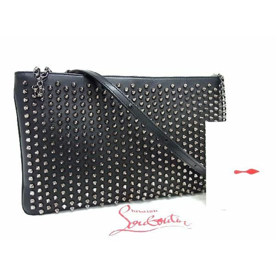 ■極美品■ Christian Louboutin クリスチャンルブタン ルビボッシュ レザー 2WAY クラッチ ショルダーバッグ ブラック系 AP8794