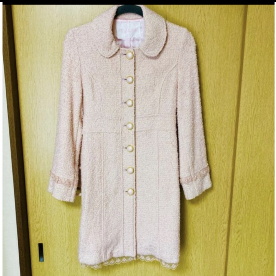 LIZ LISA(リズリサ)のリズリサ　丸襟ピンクコート　ベルトつき レディースのジャケット/アウター(ロングコート)の商品写真