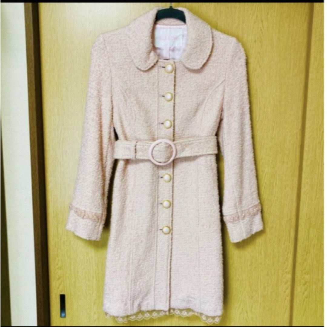 LIZ LISA(リズリサ)のリズリサ　丸襟ピンクコート　ベルトつき レディースのジャケット/アウター(ロングコート)の商品写真