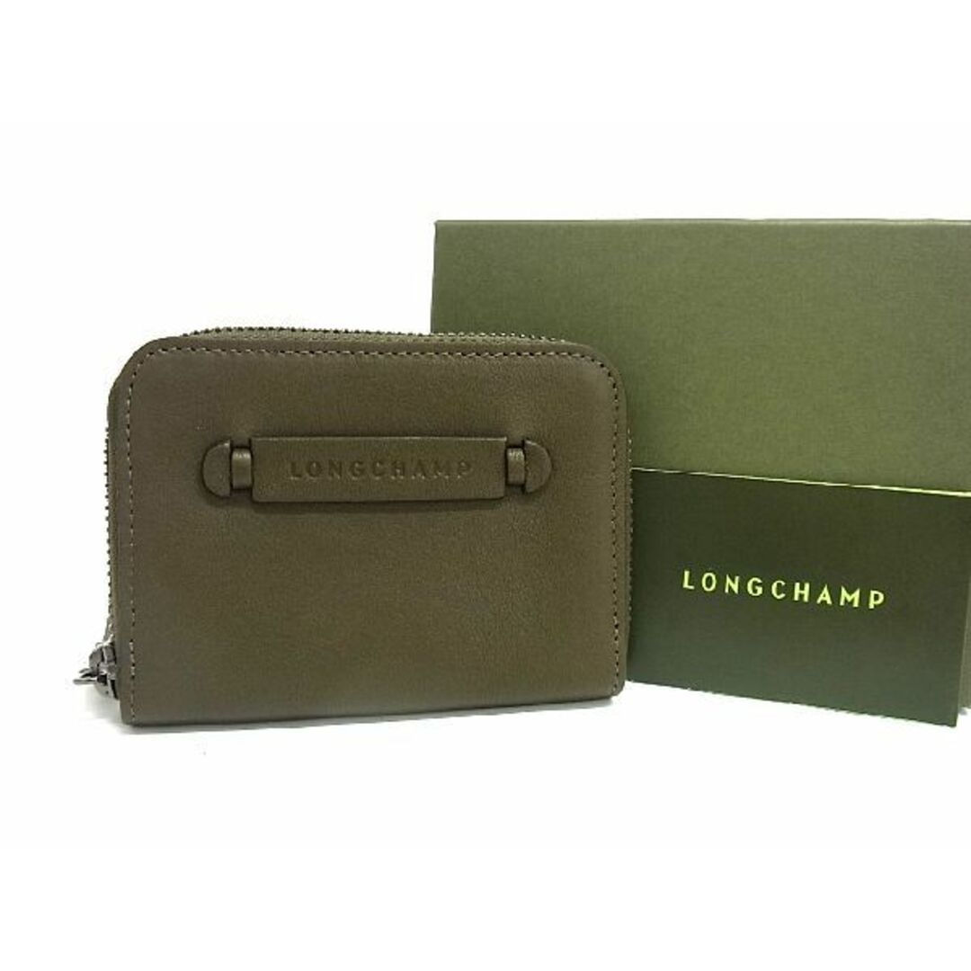 ■新品■未使用■ LONGCHAMP ロンシャン レザー カードケース カード入れ 名刺入れ カーキ系 BF3016