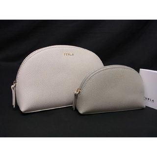 フルラ(Furla)の■新品■未使用■ FURLA フルラ レザー ポーチ マルチケース 小物入れ レディース 2点セット ライトベージュ系 グレー系 BF3449 (ポーチ)