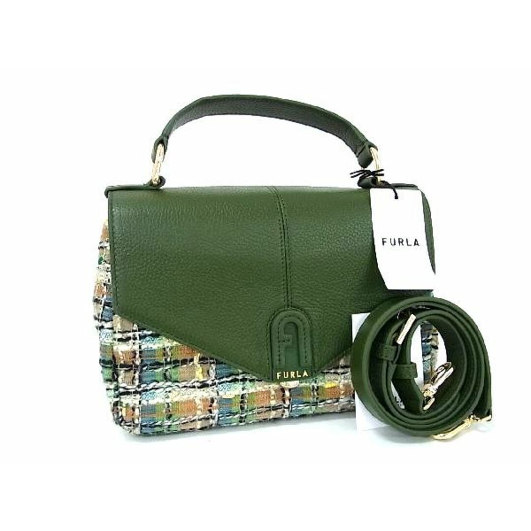 新品 未使用 FURLA ショルダーバッグ 2WAY  ツイード ハンドバッグ