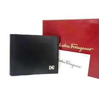 サルヴァトーレフェラガモ(Salvatore Ferragamo)の■極美品■ Salvatore Ferragamo フェラガモ レザー 二つ折り 長財布 ウォレット 札入れ メンズ ブラック系 AP8835 (長財布)