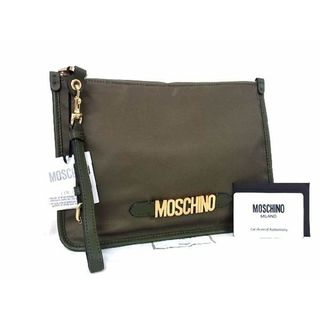 ■新品■未使用■ MOSCHINO モスキーノ ナイロン×レザー クラッチバッグ セカンドバッグ レディース カーキ系 BF2891