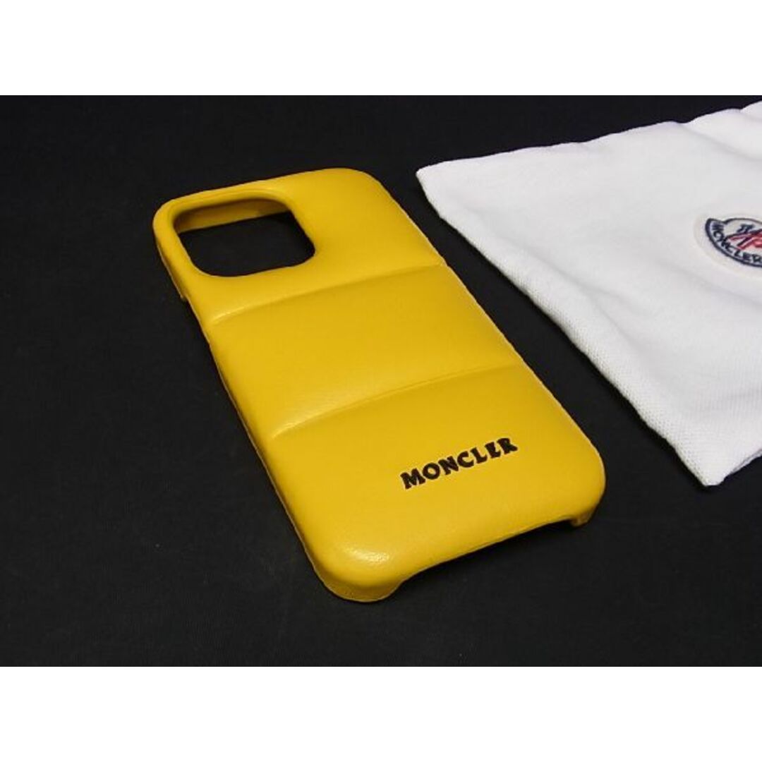 ■極美品■ MONCLER モンクレール レザー iPhone 13 対応 アイフォンケース スマホケース レディース メンズ イエロー系 BE5336