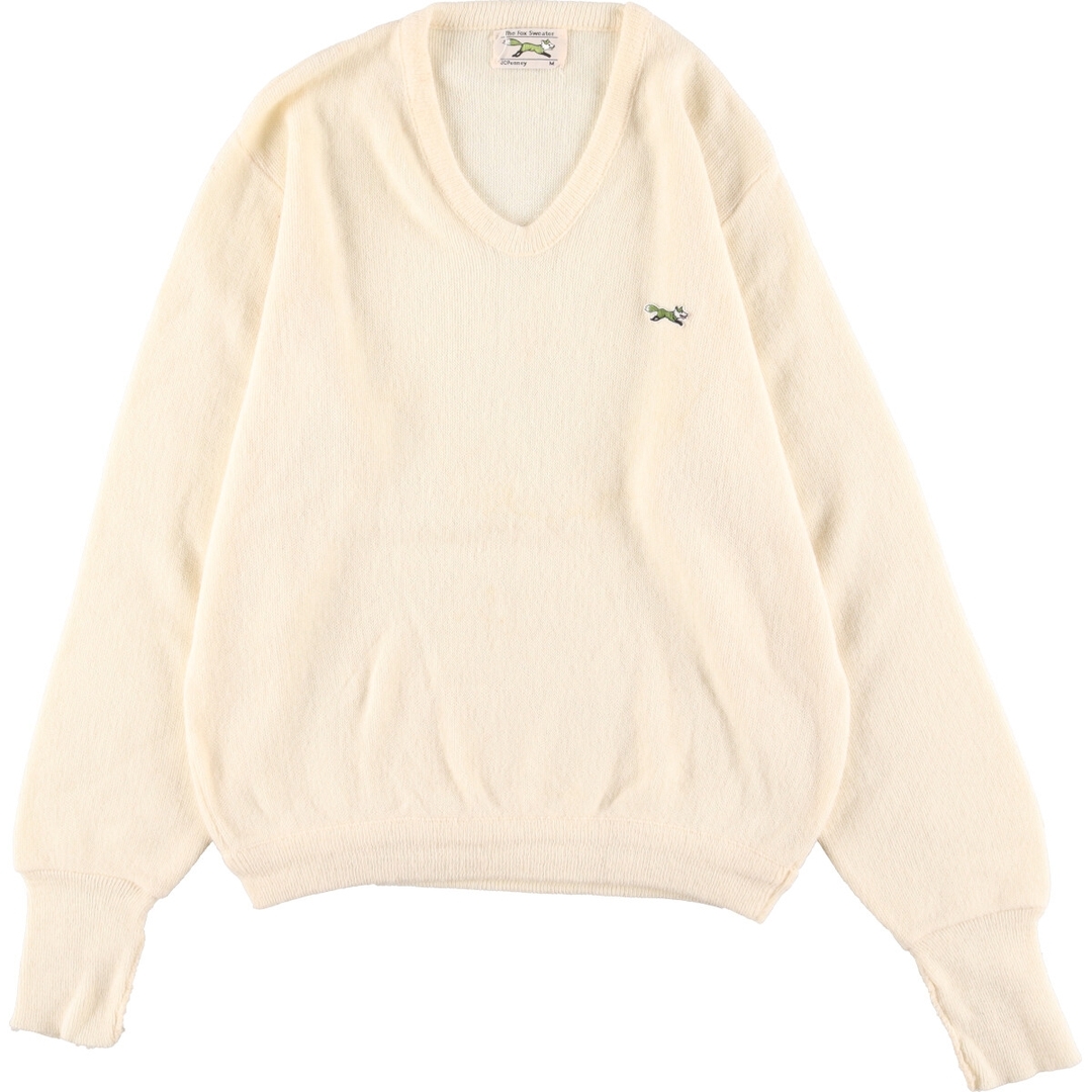 70年代 ジェイシーペニー J.C.Penney THE FOX Sweater Vネック ニットセーター USA製 レディースL ヴィンテージ /eaa340995