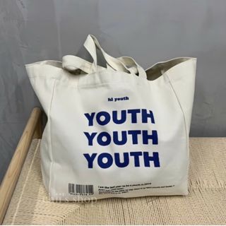 youth ロゴ トートバッグ キャンバス バッグ 大きい きなり 白 帆布(トートバッグ)