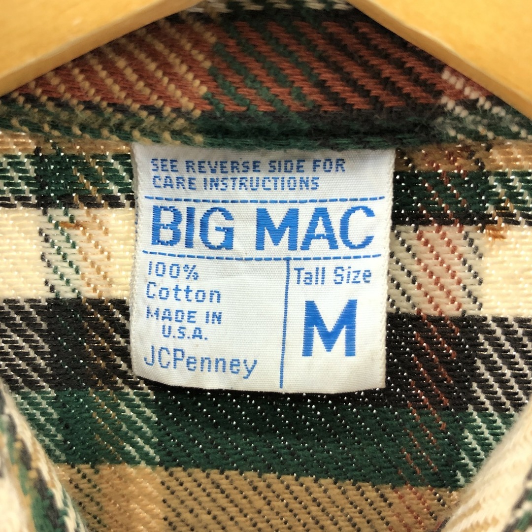 古着 70年代 ジェイシーペニー J.C.Penney BIG MAC チェック柄 長袖 ヘビーネルシャツ USA製 メンズL ヴィンテージ /eaa378072 メンズのトップス(シャツ)の商品写真