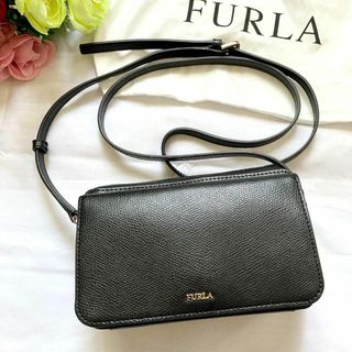 フルラ(Furla)の✨極美品✨FURLA フルラ ショルダーバッグ　レザー　ブラック　ポシェット(ショルダーバッグ)