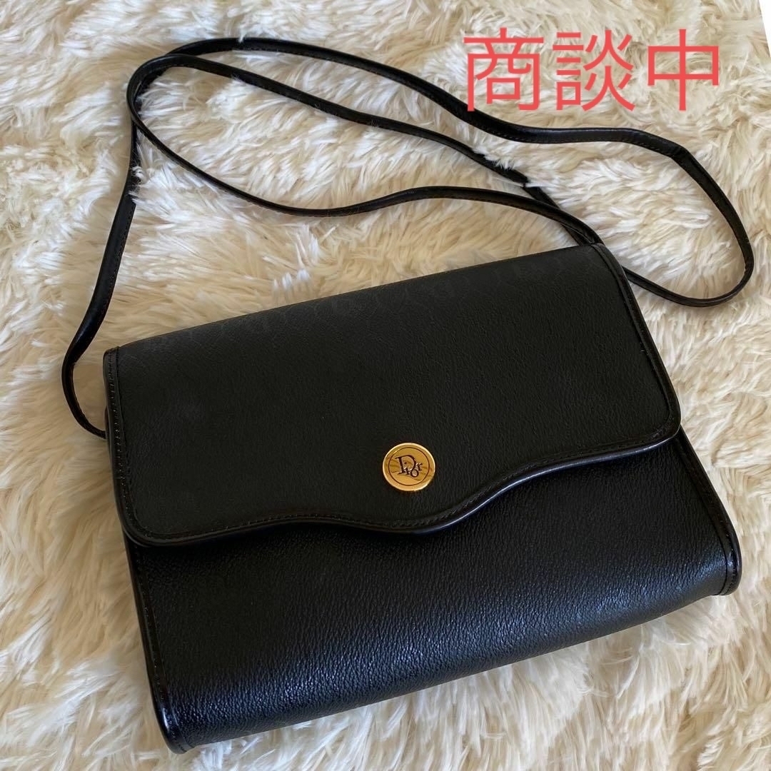 【美品】クリスチャンディオール Dior ショルダーバッグ ハニカム柄 黒約22cm高さ