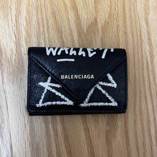 バレンシアガ(Balenciaga)のBALENCIAGA グラフィティ ペーパーミニウォレット　三つ折り財布　美品(折り財布)