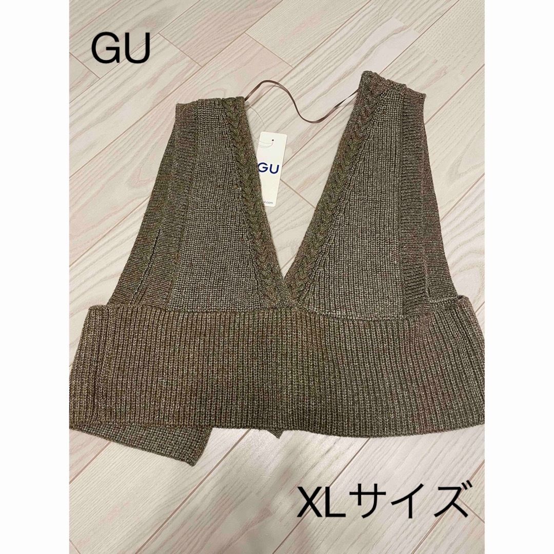 GU(ジーユー)のGU  2wayメランジニットビスチェ　ブラウン　XLサイズ レディースのトップス(ベスト/ジレ)の商品写真