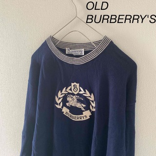 バーバリー(BURBERRY)の90sBurberrysバーバリーズニットセーターメンズ長袖ネイビー紺XL(ニット/セーター)