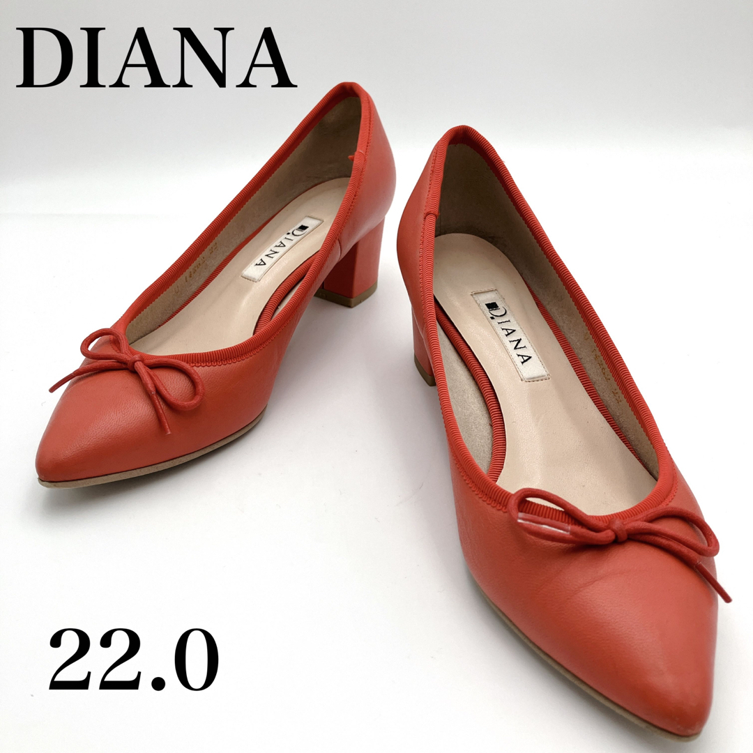 DIANA ダイアナ レッド 赤 22cm レザー 革 パンプス