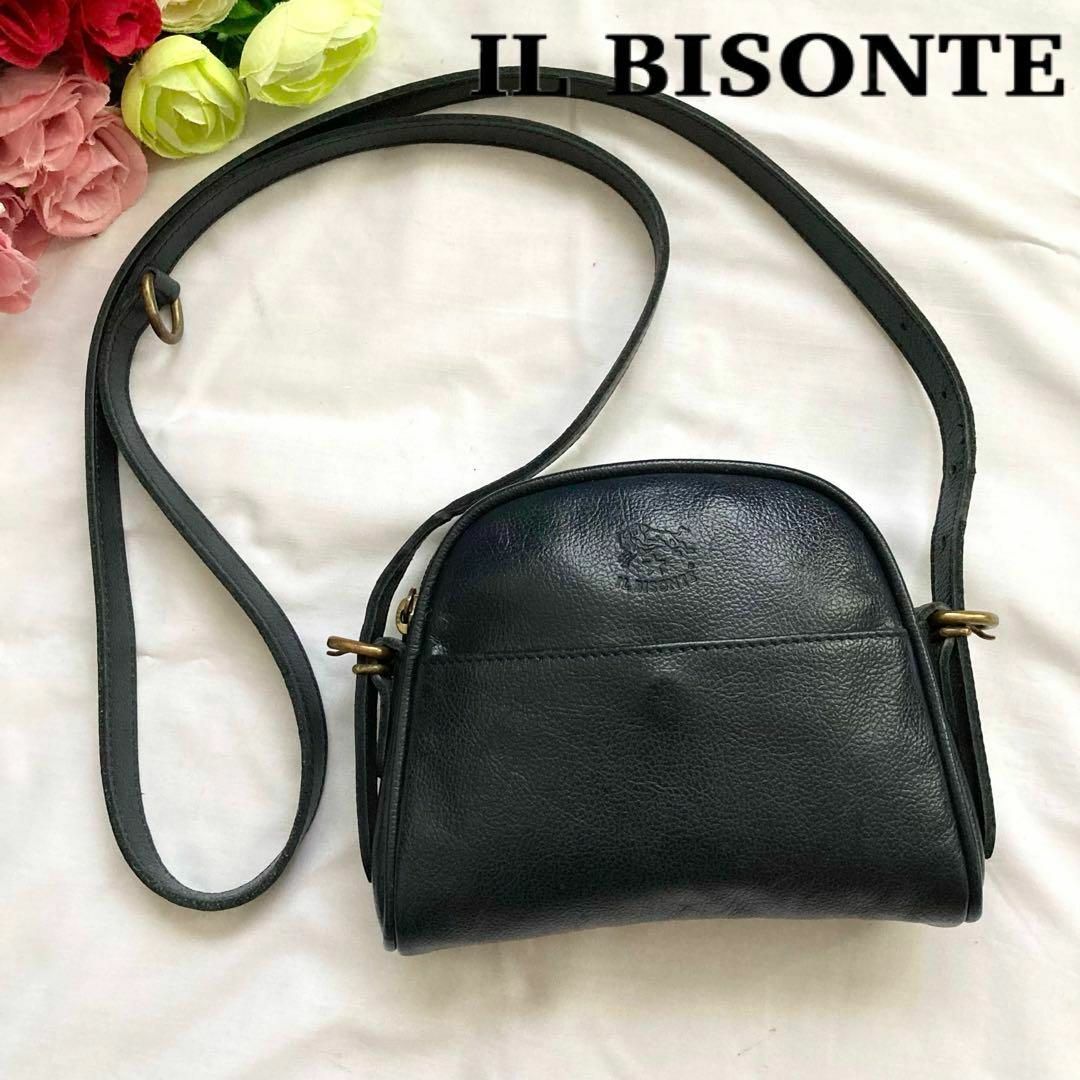 極美品✨IL BISONTE イルビゾンテ ショルダーバッグ 本革 ブラック 黒