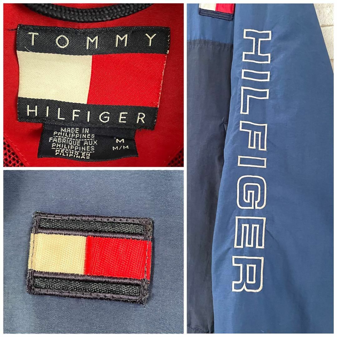 トミーヒルフィガー 90s セーリングジャケット ナイロン 両面刺繍 紺