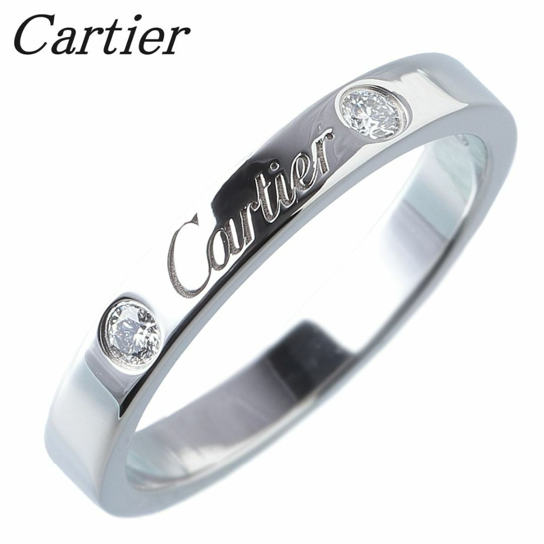 カルティエ ダイヤ リング エングレーブド Cドゥカルティエ #53 2PD 幅3.0mm PT950 Cartier【14122】