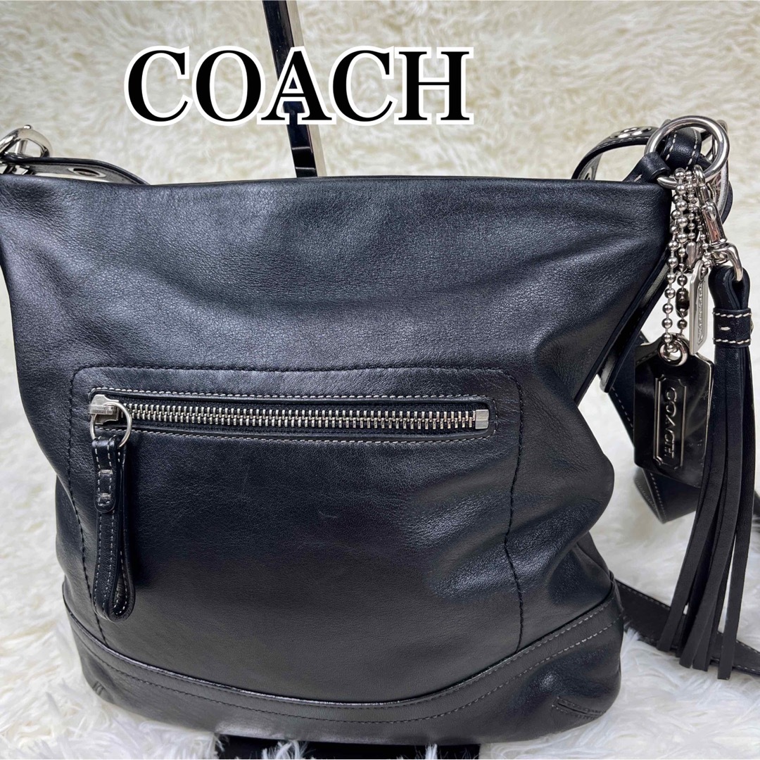 【美品】COACH コーチ ショルダーバッグ レザー 本革　ブラック　1415