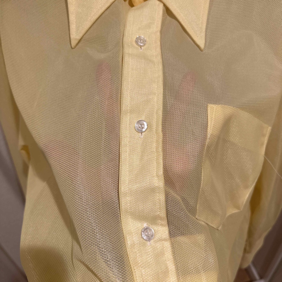 【LA古着】メッシュシャツ パステルイエロー メンズのトップス(シャツ)の商品写真