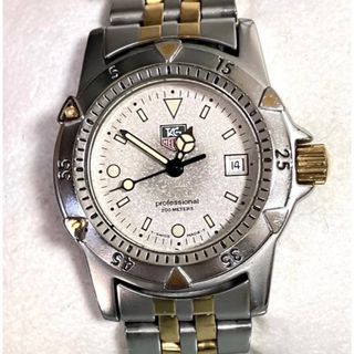 電池交換済 TAG Heuer タグホイヤー アクアレーサー WAY1313 BA0915 300m防水 デイト 11Pダイヤモンド 白 ホワイト シェル SS ステンレス レディース クォーツ【6ヶ月保証】【腕時計】