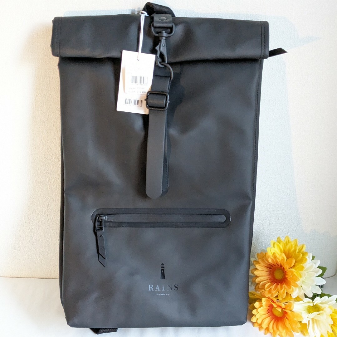 【新品】RAINS RUCKSACK ロールトップ PCリュック  ブラック