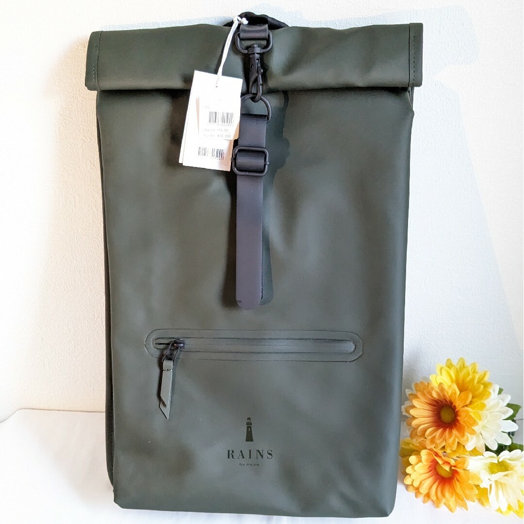 RAINS   新品RAINS RUCKSACK ロールトップ PCリュック オリーブの