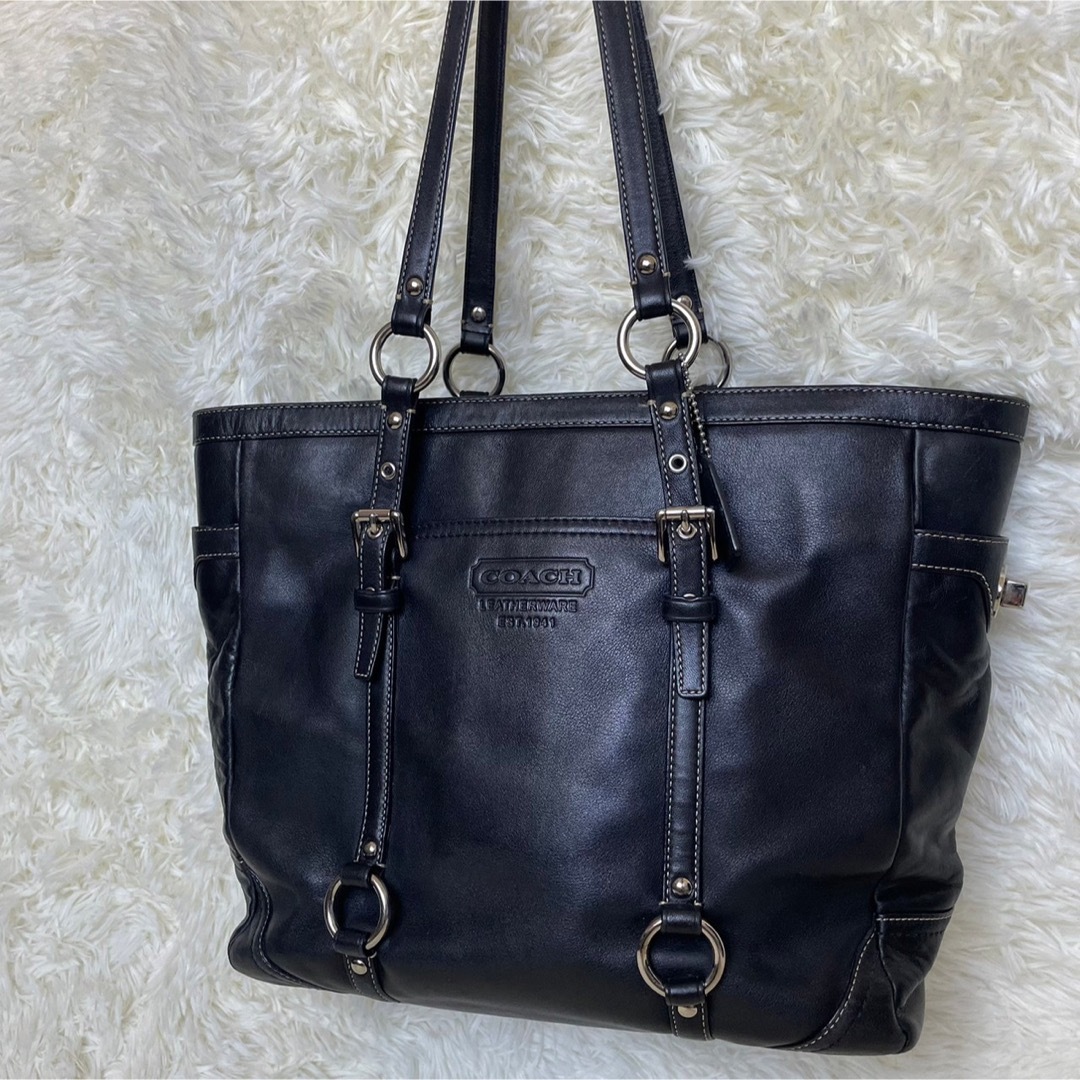 COACH - 美品COACH オールレザー トートバッグ ステッチ ターンロック