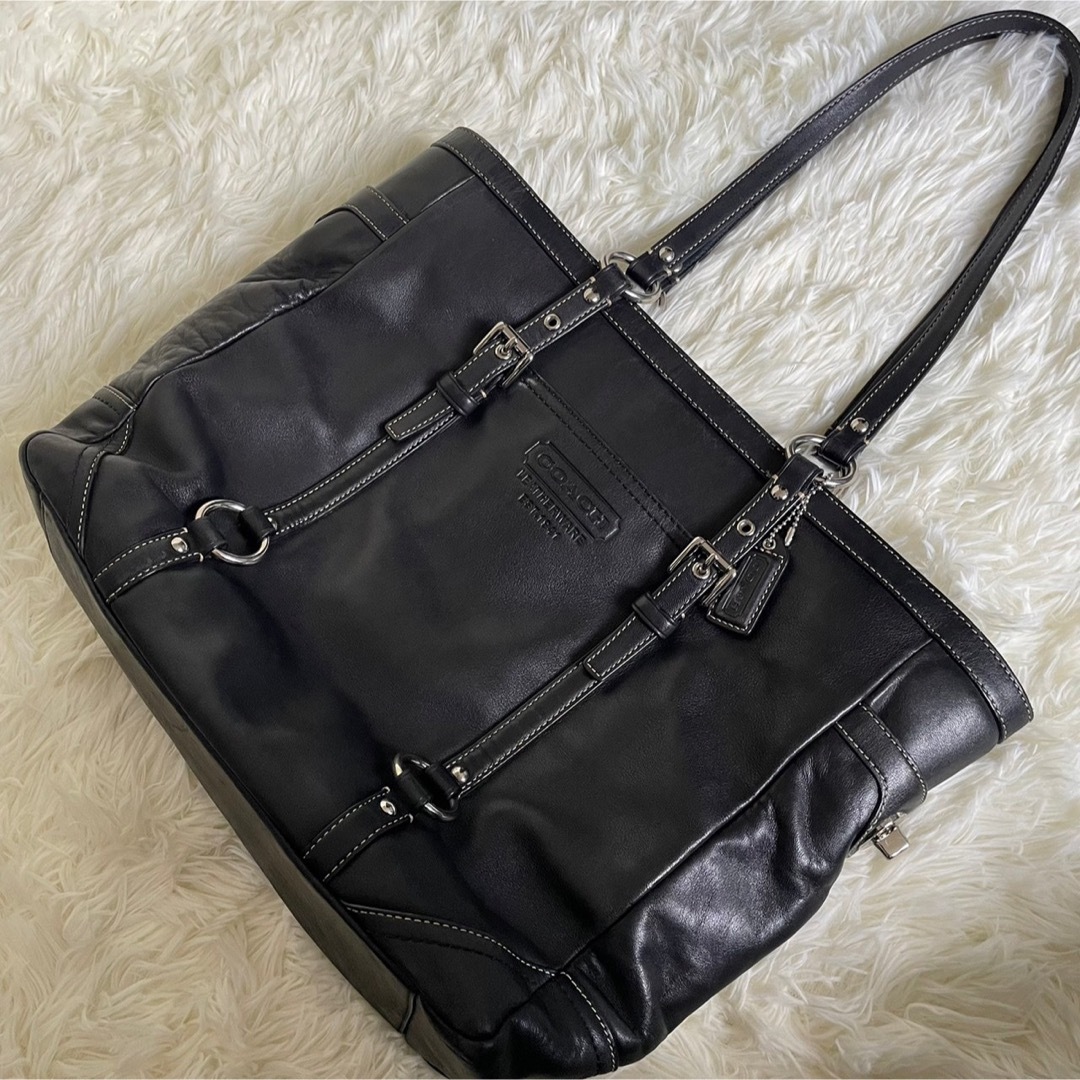 COACH - 美品COACH オールレザー トートバッグ ステッチ ターンロック