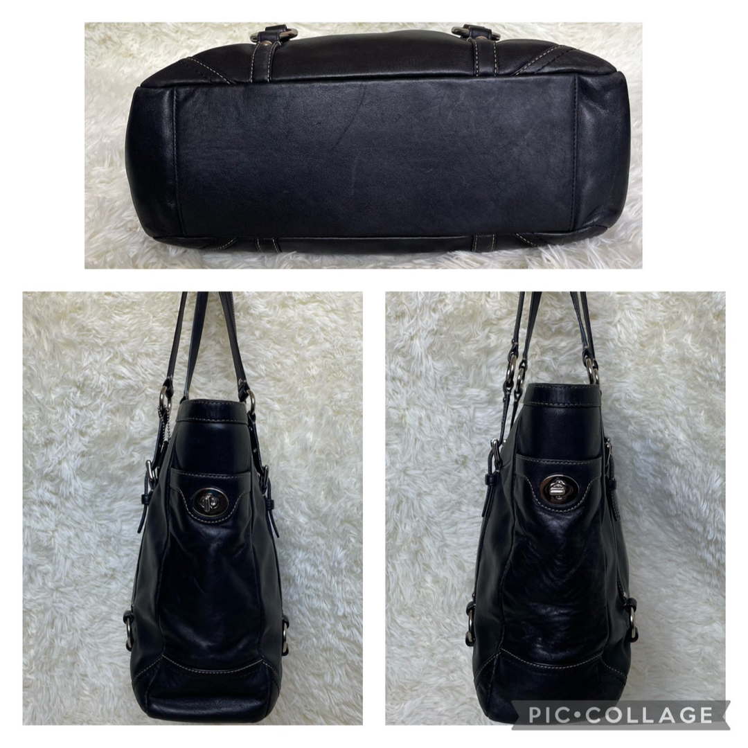 COACH - 美品COACH オールレザー トートバッグ ステッチ ターンロック