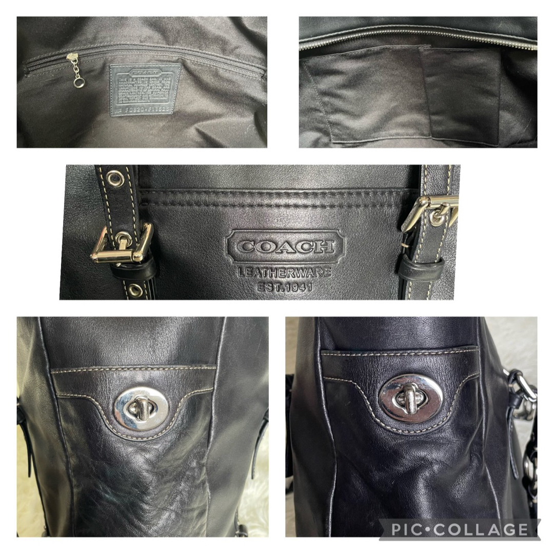 COACH - 美品COACH オールレザー トートバッグ ステッチ ターンロック
