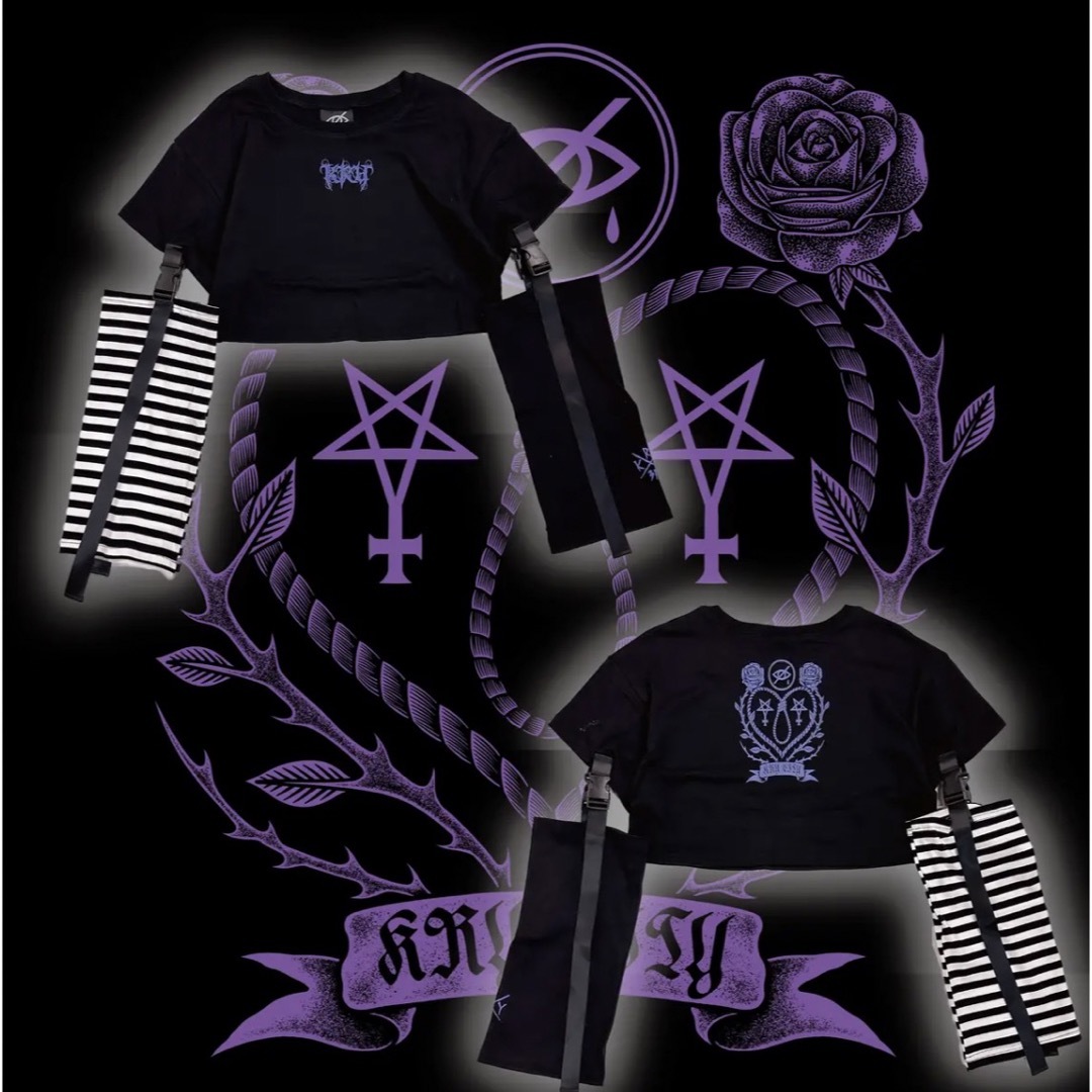 KRY ボーダートップス 紫 パープル レディースのトップス(Tシャツ(長袖/七分))の商品写真