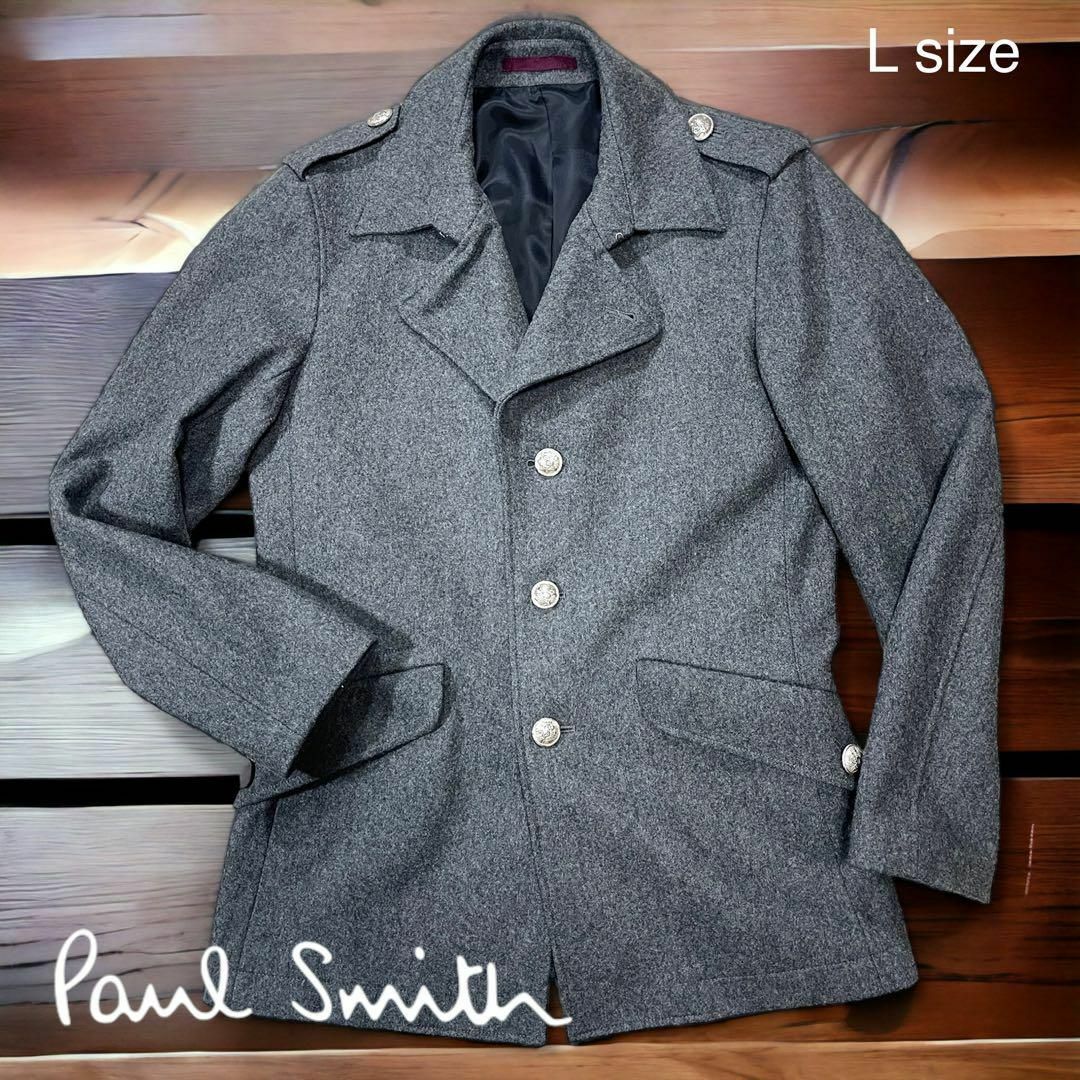 美品 Paul Smith ポールスミス ピーコート カシミヤ ウール M 黒