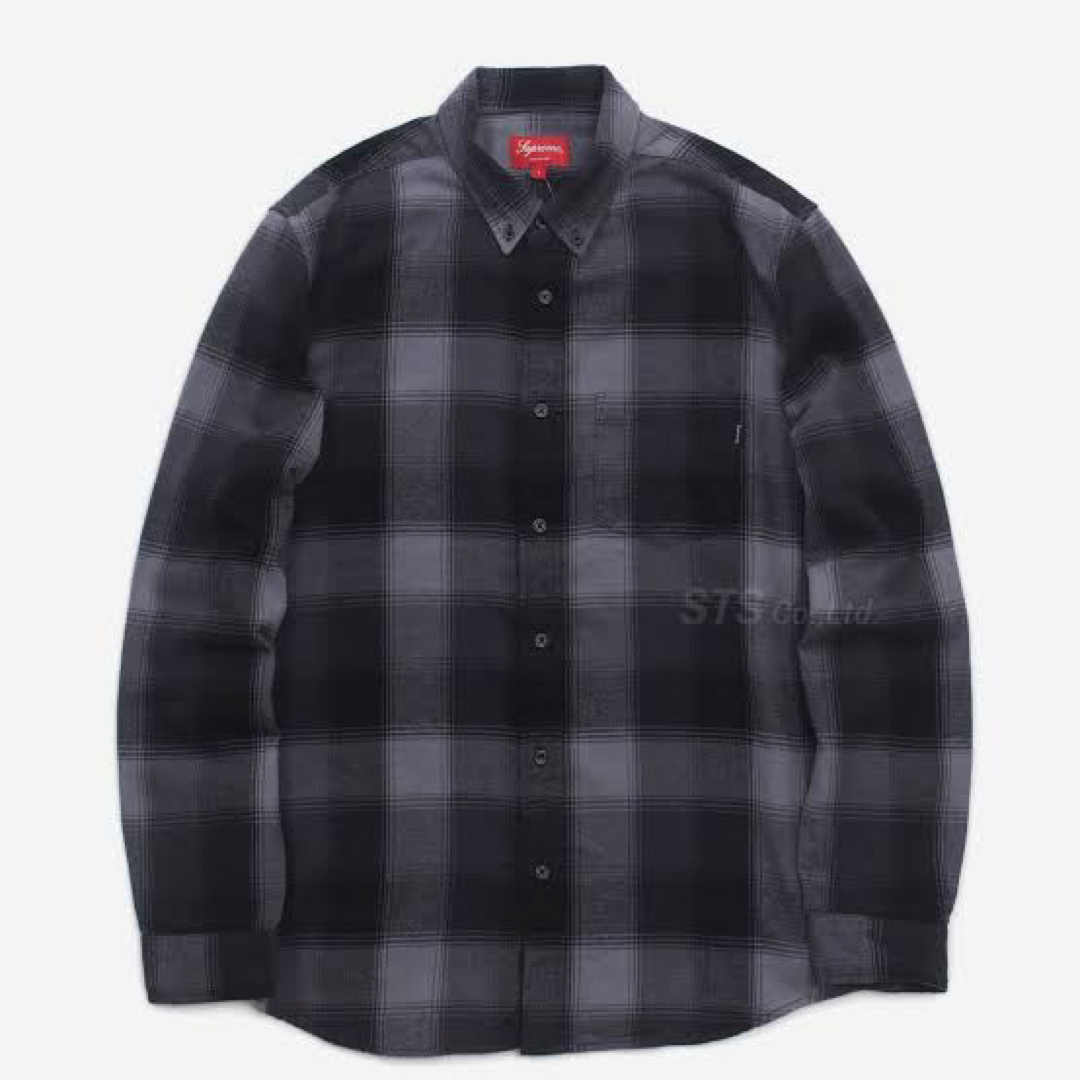M 黒 supreme shadow plaid flannel shirt