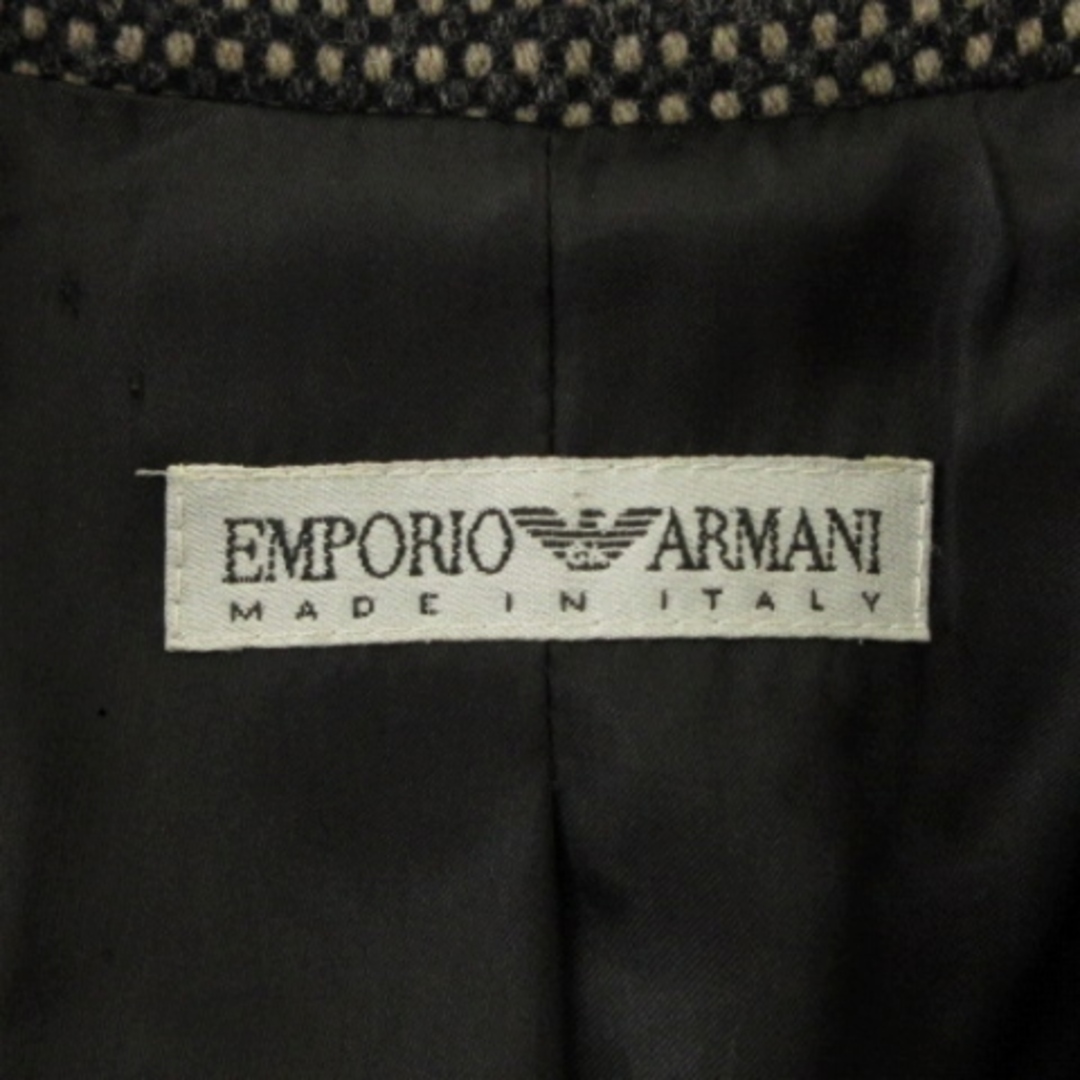 エンポリオアルマーニ ステンカラー コート チェック イタリア製 黒 40 5
