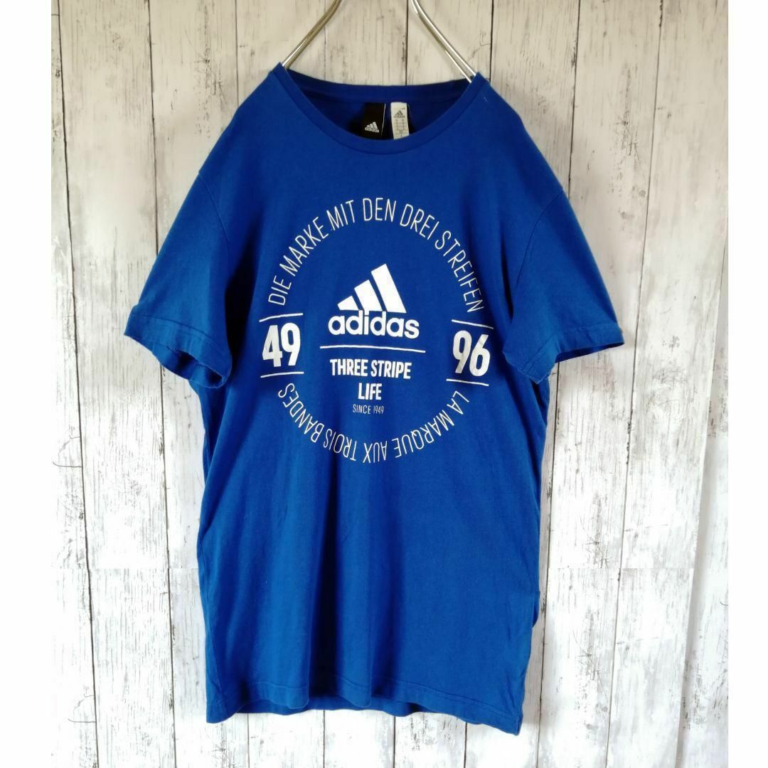 adidas(アディダス)のアディダス Tシャツ 丈長め プリントロゴ 半袖 輸入 adidas 古着 メンズのトップス(Tシャツ/カットソー(半袖/袖なし))の商品写真