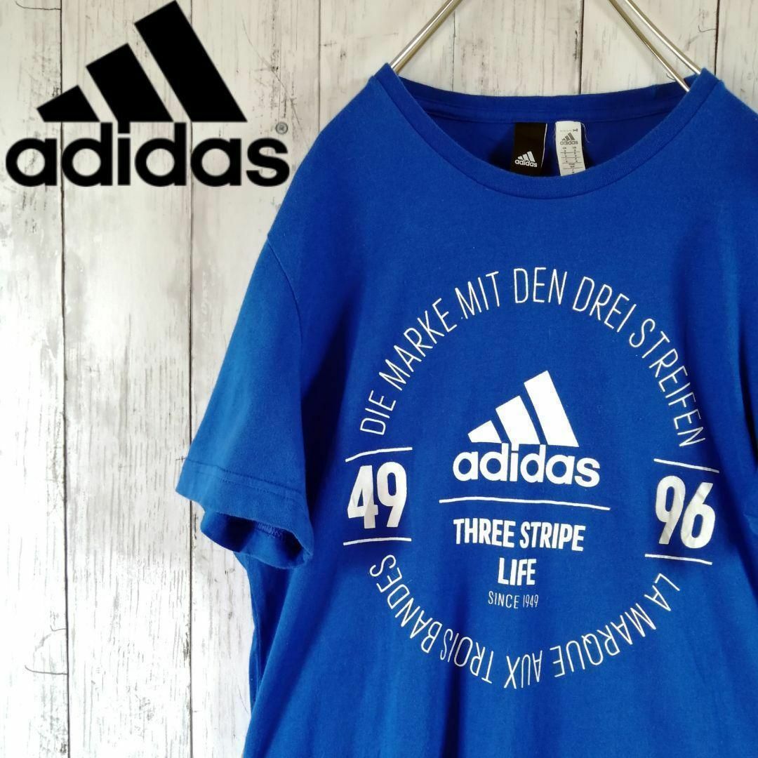 adidas(アディダス)のアディダス Tシャツ 丈長め プリントロゴ 半袖 輸入 adidas 古着 メンズのトップス(Tシャツ/カットソー(半袖/袖なし))の商品写真