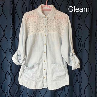 グリーム(gleam)のGleam レース付き オーバーサイズ ダンガリーシャツ(シャツ/ブラウス(長袖/七分))