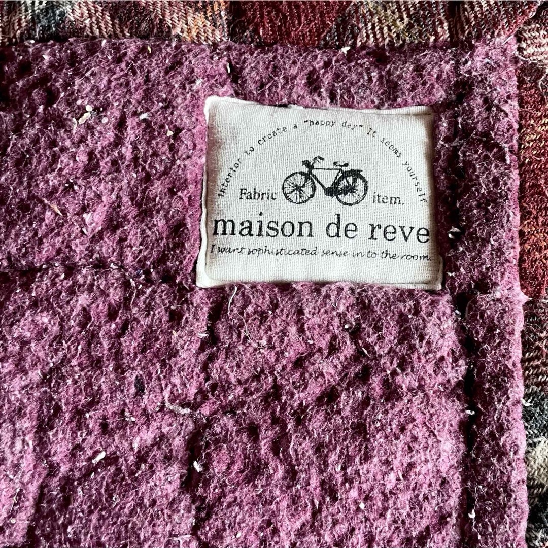 ◆maison de reve カーペット 絨毯マット 赤紫チェック柄 滑り止め 2