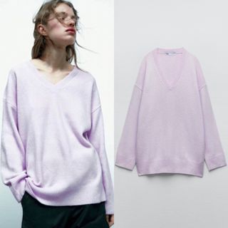 ザラ(ZARA)の新品 ZARA Vネックニットセーター Mサイズ(ニット/セーター)