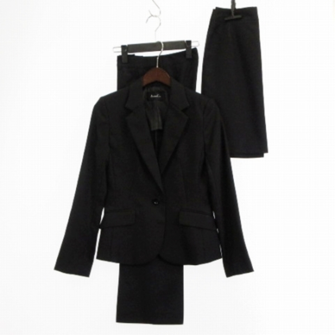 アルミナクラス スーツ 3点セット 背抜き 1B スカート パンツ 黒 7AR