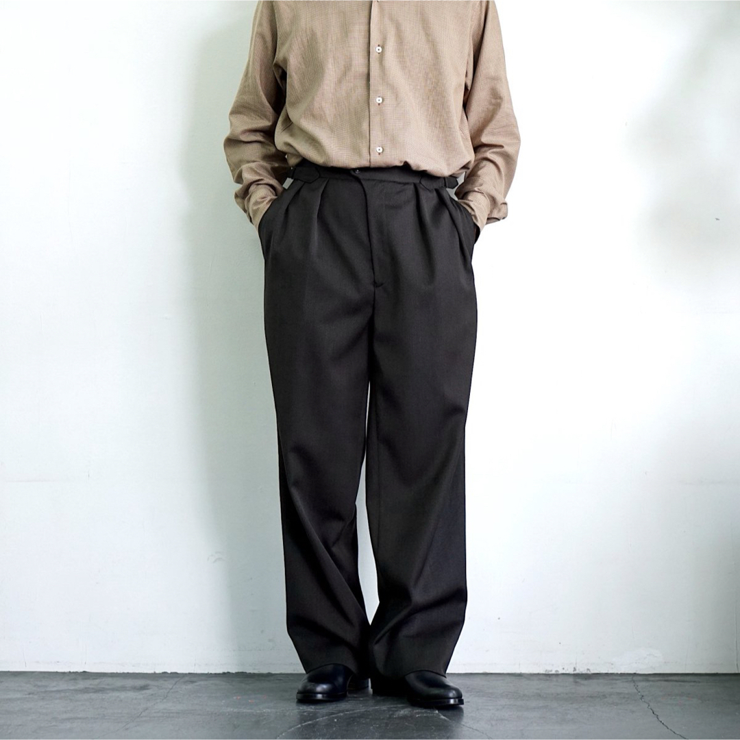 MELANGE WOOL GABARDINE WIDE TROUSERS