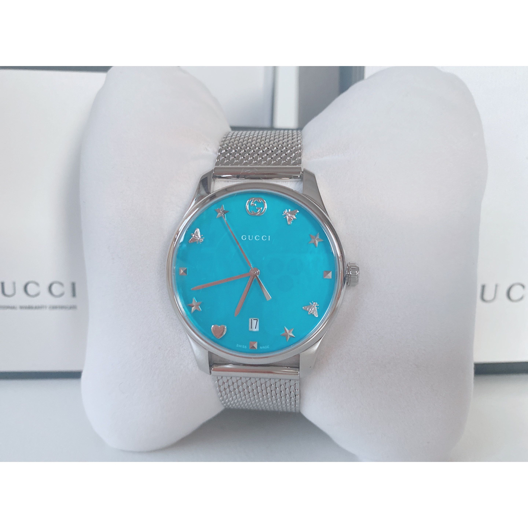 新品未使用正規品Gucci(グッチ)タイムレスターコイズブルーウォッチ腕時計
