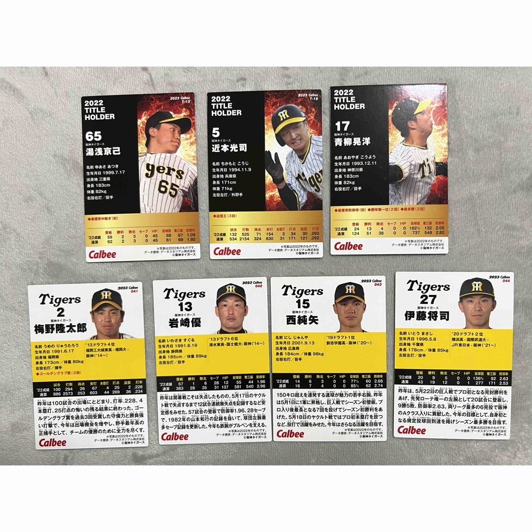 阪神タイガース(ハンシンタイガース)のプロ野球チップス 2023 第1弾  阪神タイガースセット エンタメ/ホビーのトレーディングカード(シングルカード)の商品写真